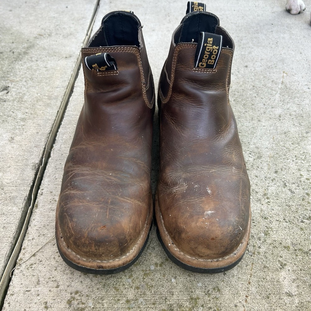 Georgia Boot Slip On Men's 11.5W 4" Chelsea Brown ASTM F2892-18 *WEAR*